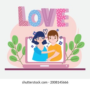 pareja de citas por computadora de internet