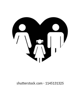 Couple with daughter in a heart icon vector icon. Simple element illustration. Couple with daughter in a heart symbol design. Can be used for web and mobile.