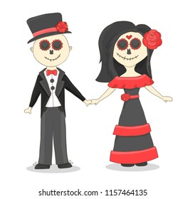 Couple in Day the Dead costumes  Cute illustration  Vector EPS 10 