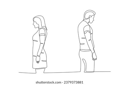 A couple decides to separate. Breakup one-line drawing