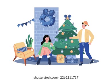 Couple Decor Christmas Tree Together