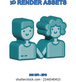 Ilustración de diseño de pareja estilo vectorial 3d