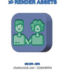 Ilustración de diseño de pareja estilo vectorial 3d
