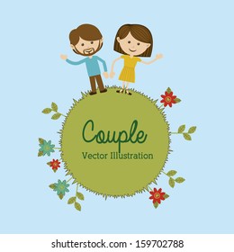 couple design over blue background vector illustration 