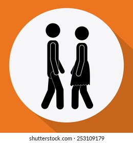 Couple design over orange background ,vector illustration.