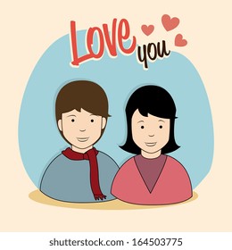 couple design over pink background vector illustration 