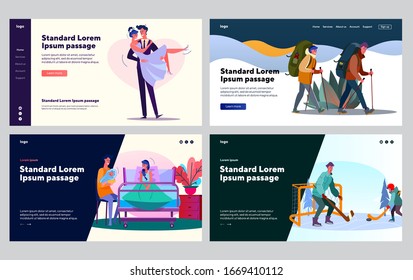 Couple Development Collection. Getting Married, Having Baby, Playing Sport Game With Child. Flat Vector Illustrations. Love, Relationship, Family Concept For Banner, Website Design Or Landing Web Page