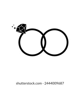 Couple diamond engagement ring icon . Ring with gemstone. Ring Diamond Engagement. Wedding ring with diamond icon on white background isolated vector illustration