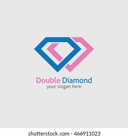 Couple Diamond Logo Design Template. Vector Illustration