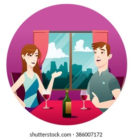 couple at dinner with wine