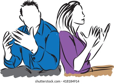 couple discussing man and woman illustration