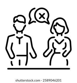Couple divorce icon in linear style 