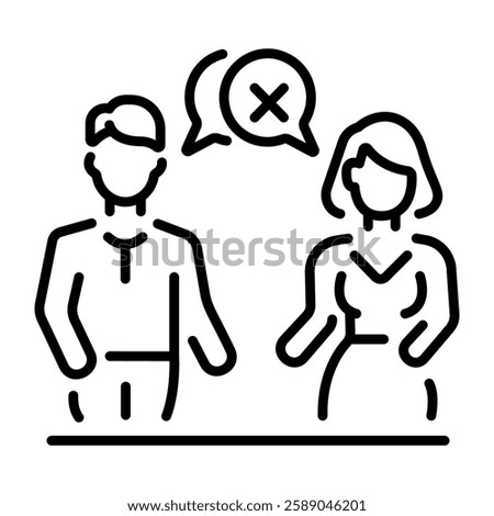 Couple divorce icon in linear style 