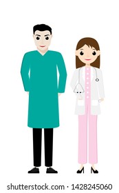 couple doctor and nurse on isolate background and they are ready to help people. vector illustration.