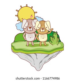 couple dog animal in the float island
