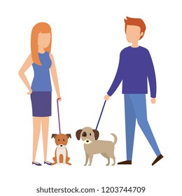 couple with dog characters