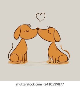 couple dog kissing valentine cartoon