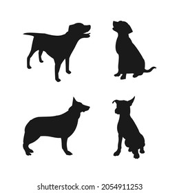 couple of dogs silhouette vector set