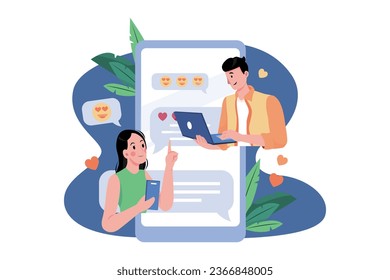 Couple doing conversation on dating app