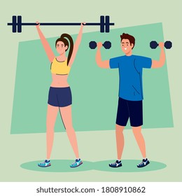 ejercicios de pareja, diseño de ilustración vectorial de concepto de recreación deportiva