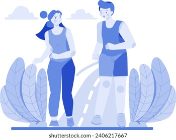 Doppeldoing Jogging Together Illustration