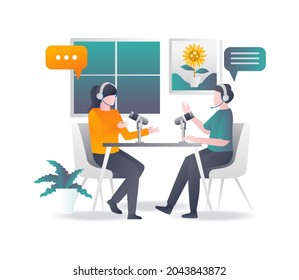 a couple doing Live broadcast discussion