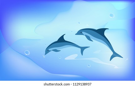 Couple dolphin in the beautiful sea