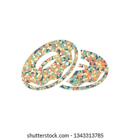 Couple donuts, side view. Icon of food. Colored mosaic with polygons