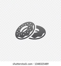 Couple donuts, side view. Icon of food. On grid background