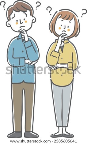 A couple with doubts, full body, vector