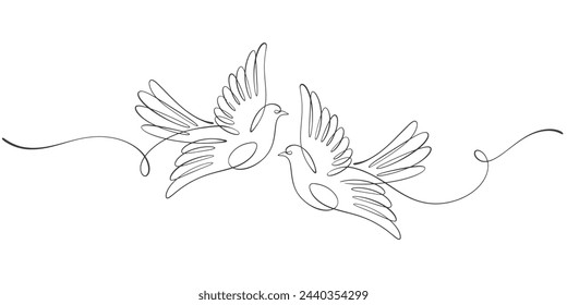 Couple of dove line art vector illustration	