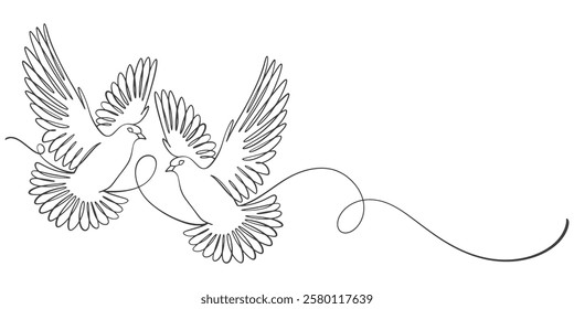 Couple of dove line art vector illustration	