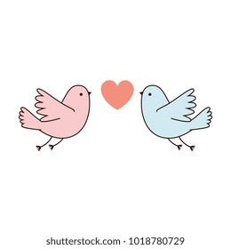 couple doves flying with heart