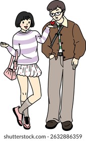 Casal desenho bonitinho desenho animado namorado namorada