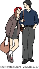 Couple drawing cute cartoon love boyfriend girlfriend