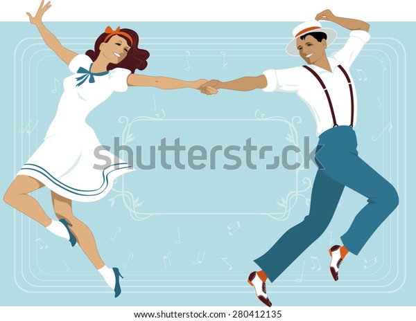 Couple Dressed 1940s Fashion Dancing Classic Stock Vector (Royalty Free ...