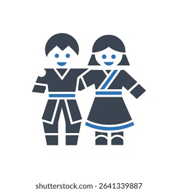 A couple dressed in traditional clothes.