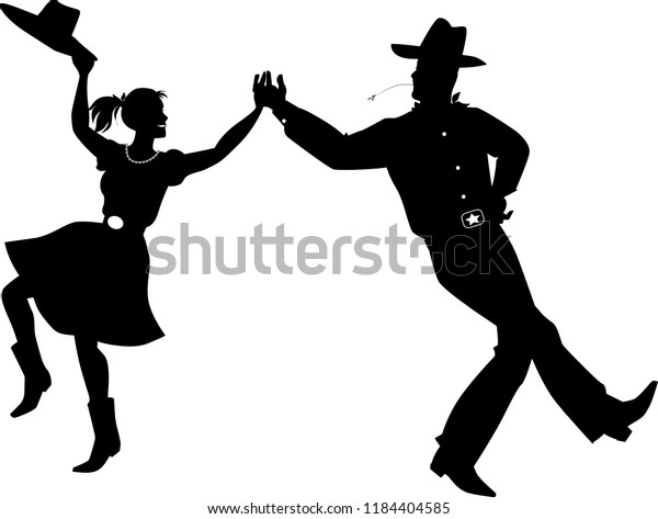 Couple Dressed Traditional Country Western Costumes Stock Vector ...