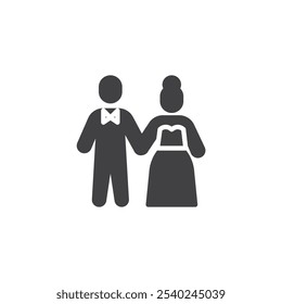 A couple dressed in wedding attire vector icon. filled flat sign for mobile concept and web design. Bride and Groom glyph icon. Symbol, logo illustration. Vector graphics