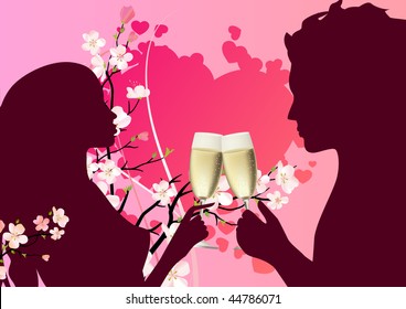 Couple drinking champagne