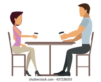 couple drinking coffee at his desk