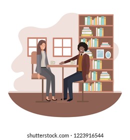 couple drinking coffee in the living room