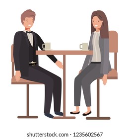 couple drinking coffee in the living room