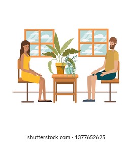couple drinking coffee in the living room