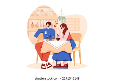Pareja tomando café en una cafetería