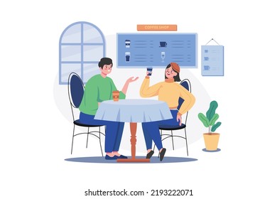Couple drinking coffee in a coffee shop