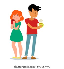 Couple drinking coffee. Vector illustration