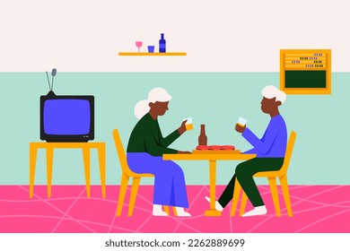 Couple drinking and eating in a typical Brazilian bar.