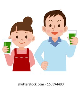 Couple drinking vegetable juice