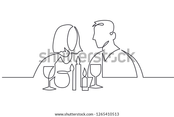 Couple Drinking Wine Continuous One Line Stock Vector (Royalty Free ...